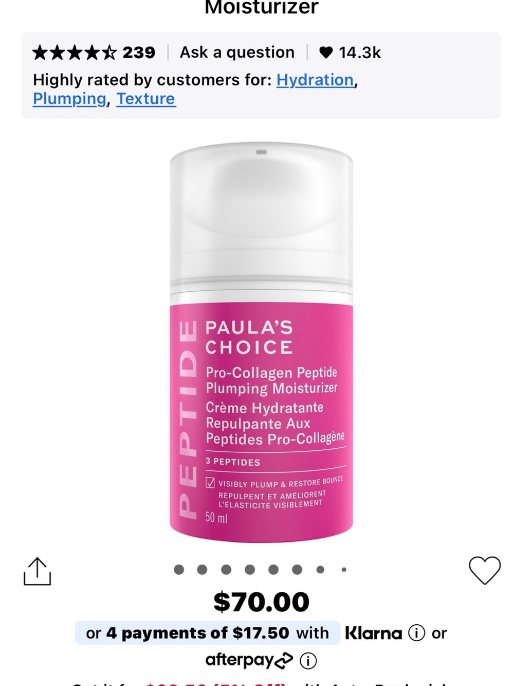 Paula's Choice Pink Pro-Collagen Peptide Plumping Moisturizer